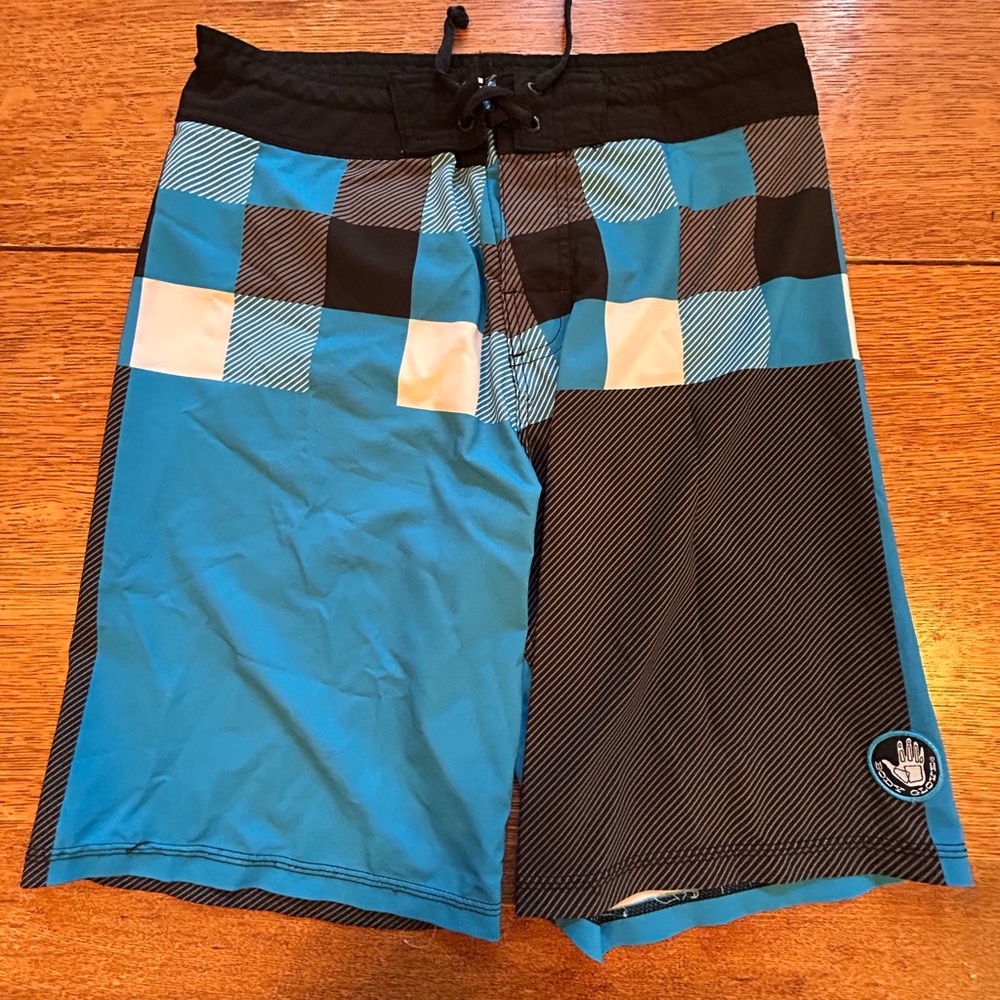 Body Glove Checkered Blue and Black Board Shorts